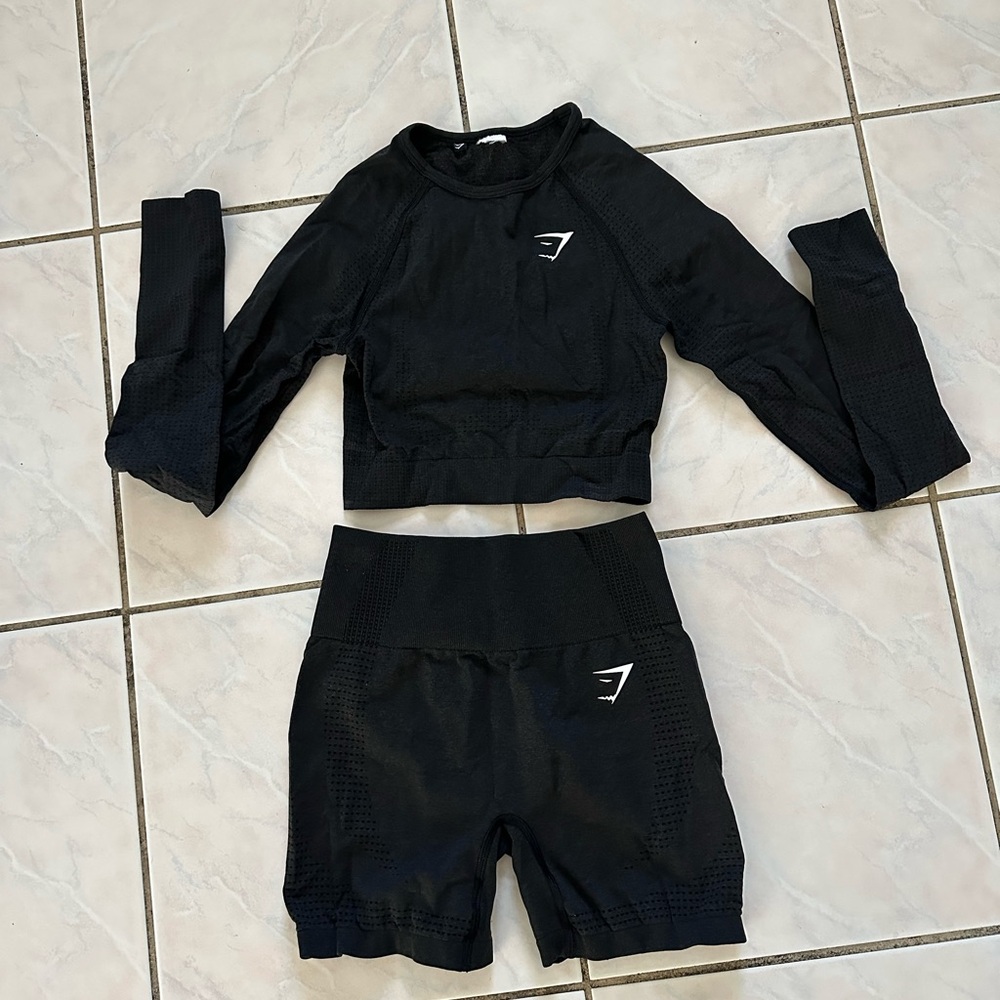 Gymshark Vital seamless 2.0 crop long sleeve shorts set